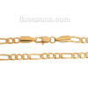 Picture of Brass Jewelry 3:1 Figaro Link Curb Chain Necklace Oval Gold Plated 55.5cm(21 7/8") long, Chain Size: 11x4mm(3/8"x1/8") 7x4.5mm(2/8"x1/8"), 1 Piece