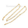 Picture of Brass Jewelry 3:1 Figaro Link Curb Chain Necklace Oval Gold Plated 55.5cm(21 7/8") long, Chain Size: 11x4mm(3/8"x1/8") 7x4.5mm(2/8"x1/8"), 1 Piece