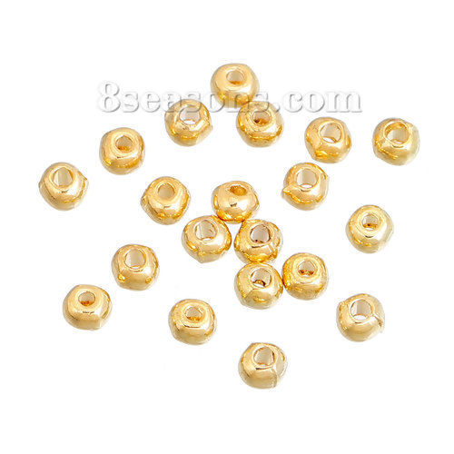 Image de Perles en Alliage de Zinc Perles de Rocailles Rond Doré 3mm Dia, Taille de Trou: 1.3mm, 500 Pcs