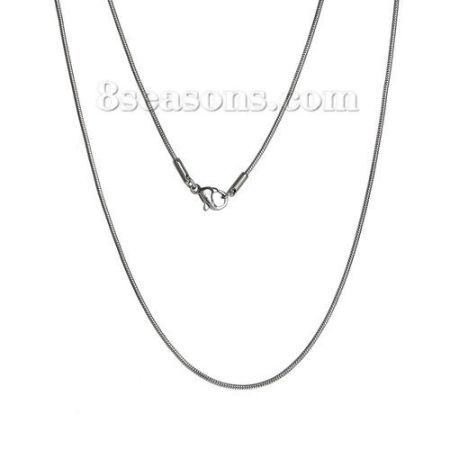 Picture of Wholesale Snake Chain Necklace, Silver Tone 304 Stainless Steel, Unisex Minimalist Gift Jewelry For Retailer, 41cm(16.1") long, Chain Size: 1.2mm, 1 Piece