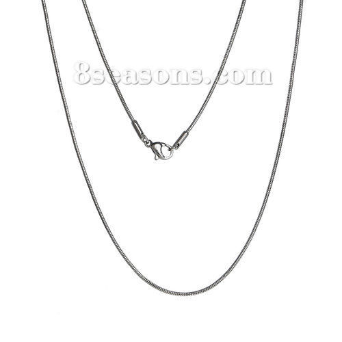 Image de Collier Chaîne Maille Serpent en 304 Acier Inoxydable Argent Mat 41cm long, Taille de chaînon: 1.2mm, 1 Pièce