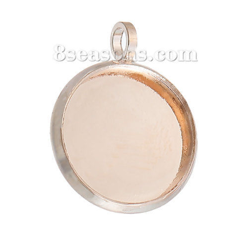 Picture of Brass Charms Round Rose Gold Cabochon Settings (Fits 12mm Dia.) 18mm( 6/8") x 14mm( 4/8"), 10 PCs                                                                                                                                                             