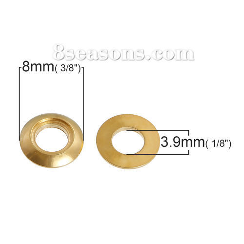 Picture of Brass Closed Soldered Jump Rings Findings Round Gold Plated 8mm Dia., 10 PCs                                                                                                                                                                                  