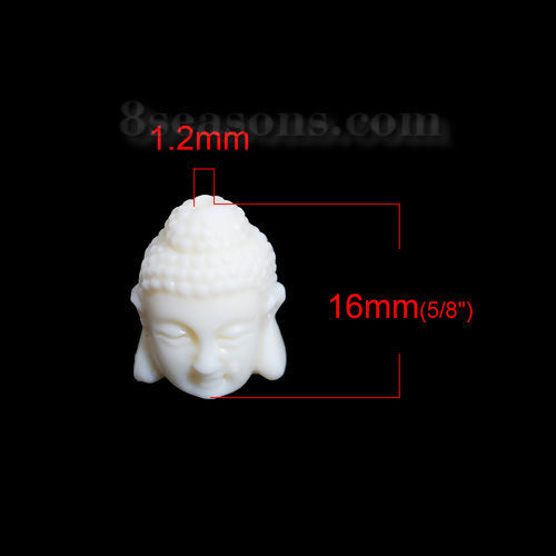 Изображение (Сорт D) Коралл ( Синтетический) Свободный Бусины Будда Оff-Белый Около 16мм x 11мм, Отверстие: Пример 1.2мм, 10 ШТ