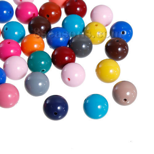 Picture of Acrylic Bubblegum Beads Round At Random Mixed About 10mm Dia, Hole: Approx 1.5mm, 100 PCs