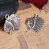 Picture of Zinc Based Alloy Boho Chic Charms Indian Chief Antique Silver Color 21mm( 7/8") x 18mm( 6/8"), 20 PCs