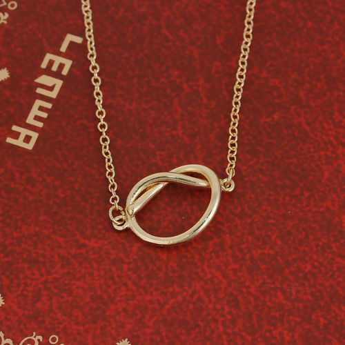 真鍮 ネックレス 愛の結び目 金メッキ 51cm長さ、 1 本                                                                                                                                                                                                                                の画像