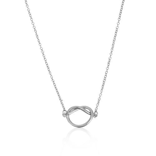 Picture of Brass Necklace Silver Plated Love Knot 51cm(20 1/8") long, 1 Piece                                                                                                                                                                                            