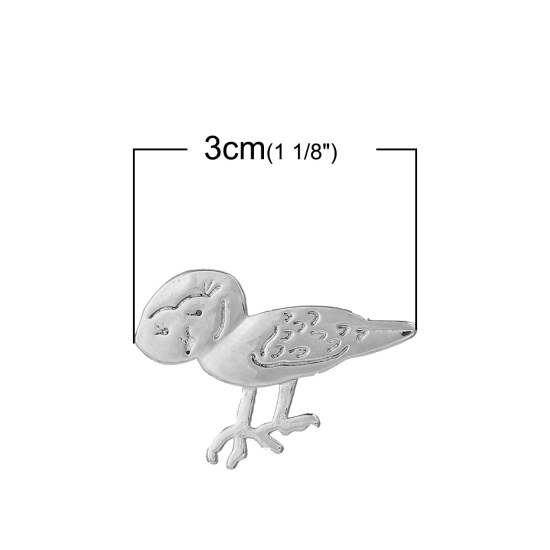 Picture of Brass Kids Art Doodles Children Drawing Jewelry Connectors Findings Owl Animal Silver Tone 30mm(1 1/8") x 21mm( 7/8"), 1 Piece                                                                                                                                