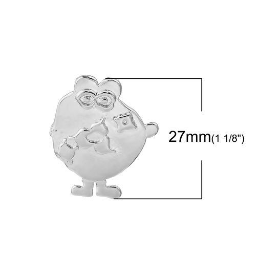 Picture of Brass Kids Art Doodles Children Drawing Jewelry Charms Human Silver Tone 27mm(1 1/8") x 24mm(1"), 1 Piece                                                                                                                                                     