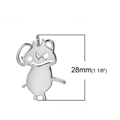 Picture of Brass Kids Art Doodles Children Drawing Jewelry Charms Monster Silver Tone 28mm(1 1/8") x 20mm( 6/8"), 1 Piece                                                                                                                                                