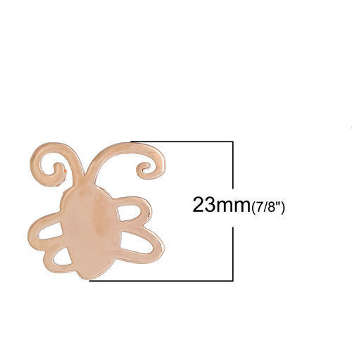 Picture of Brass Kids Art Doodles Children Drawing Jewelry Charms Butterfly Rose Gold 25mm(1") x 23mm( 7/8"), 1 Piece                                                                                                                                                    