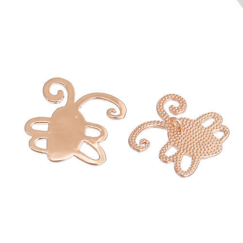Picture of Brass Kids Art Doodles Children Drawing Jewelry Charms Butterfly Rose Gold 25mm(1") x 23mm( 7/8"), 1 Piece                                                                                                                                                    