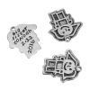Picture of Brass Kids Art Doodles Children Drawing Jewelry Charms Antique Silver Color Girl Message " Big Sister To Noah 2.12 2016 " 26mm(1") x 24mm(1"), 1 Piece