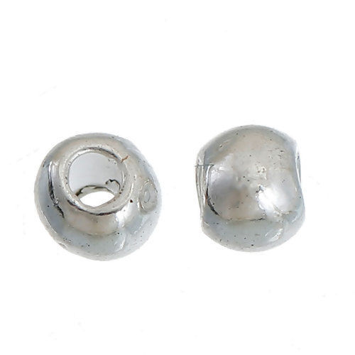 Picture of Zinc Based Alloy Spacer Beads Round Silver Plated 4mm x 3mm, Hole: Approx 1.7mm, 300 PCs