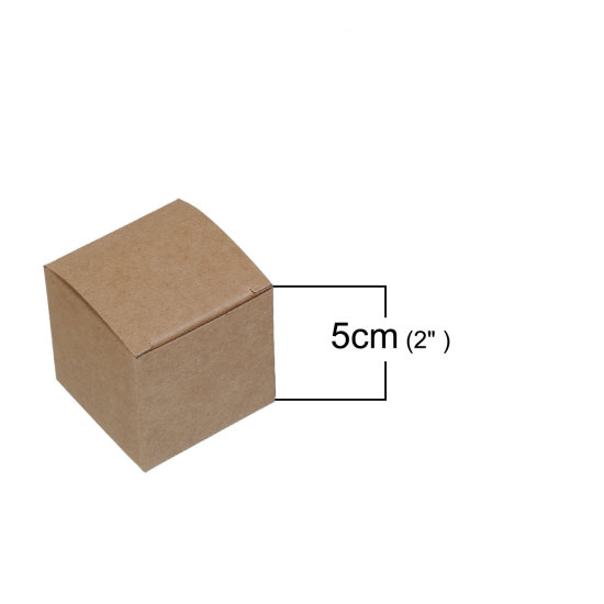 Bild von Kraftpapier Schmuck Geschenkblumen Wrapping Box Braun Quadrat 50mmx 50mm , 20 Stück