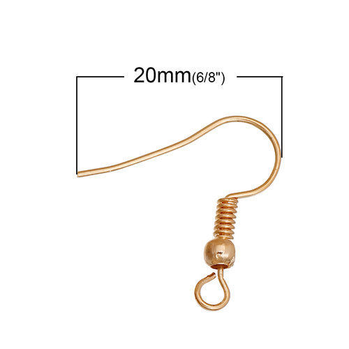 Imagen de Zamak Pendientes de Ganchos de Alambre para la Oreja para Accesorios de Fabricación de Joyas DIY Color Oro de 14K 20mm x 19mm, 20 Unidades