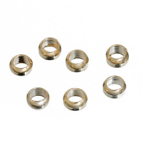 Picture of Zinc Based Alloy Beads For DIY Charm Jewelry Making 14K Gold Color Round About 3mm x 2mm, Hole: Approx 2.1mm, 100 PCs
