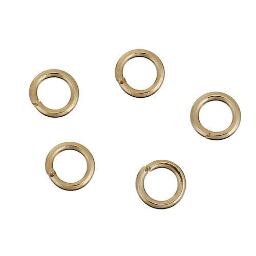 Immagine di 100 Pz 4mm Dia, 0.7mm(21 misura) Lega di Zinco Aperto Stile Anello di Salto 14K Vero Oro Placcato Tondo