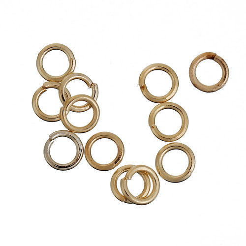 Immagine di 100 Pz 4mm Dia, 0.7mm(21 misura) Lega di Zinco Aperto Stile Anello di Salto 14K Vero Oro Placcato Tondo