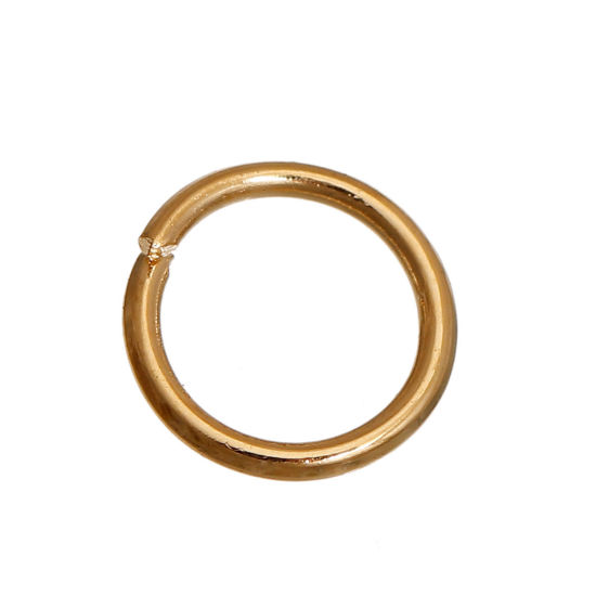 Immagine di 100 Pz 4mm Dia, 0.7mm(21 misura) Lega di Zinco Aperto Stile Anello di Salto 14K Vero Oro Placcato Tondo