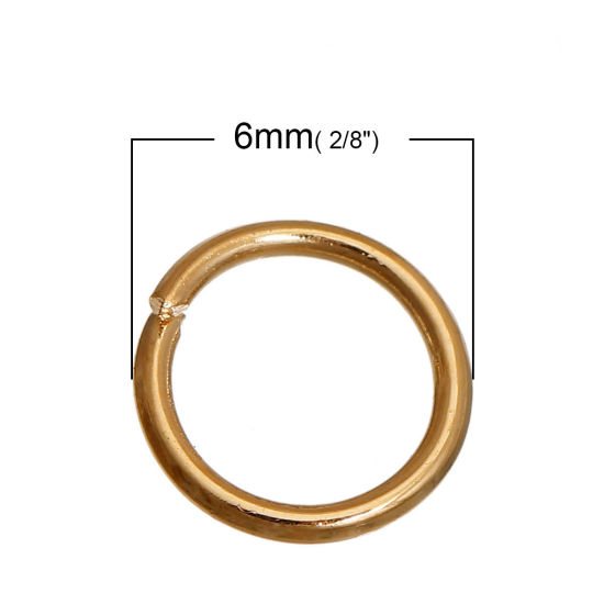 Immagine di 100 Pz 4mm Dia, 0.7mm(21 misura) Lega di Zinco Aperto Stile Anello di Salto 14K Vero Oro Placcato Tondo