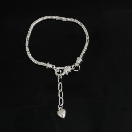 Cobre Estilo Europeo Cadena Serpiente Encanto Pulseras Argentado Corazón 16cm longitud, 1 Unidad