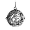 Picture of Copper Aromatherapy Essential Oil Diffuser Locket Pendants Yoga Healing OM/ Aum Symbol Antique Silver Color Filigree Cabochon Settings (Fit 23mm Dia. 5mm Dia.) 44mm(1 6/8") x 34mm(1 3/8"), 1 Piece