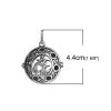 Picture of Copper Aromatherapy Essential Oil Diffuser Locket Pendants Yoga Healing OM/ Aum Symbol Antique Silver Color Filigree Cabochon Settings (Fit 23mm Dia. 5mm Dia.) 44mm(1 6/8") x 34mm(1 3/8"), 1 Piece
