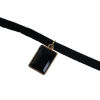 Picture of Faux Suede Velvet Double Layer Choker Necklace Light Golden Bowknot Square Black Rhinestone 32cm(12 5/8") long, 1 Piece