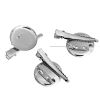 Picture of Iron Based Alloy Pin Brooches Findings Round Silver Tone Cabochon Settings (Fit 28mm Dia.(1 1/8")) 46mm(1 6/8") x 29mm(1 1/8"), 20 PCs