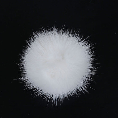 Picture of Mink Fur Pom Pom Balls White 50mm(2") Dia., 1 Piece