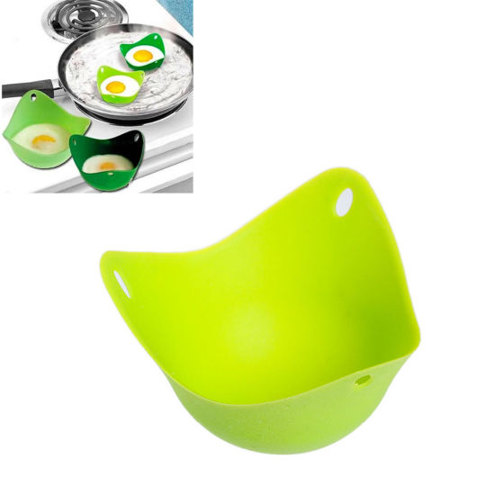 Изображение Silicone Kitchen Tools Fried Egg Shaper Green 11cm(4 3/8") x 9.5cm(3 6/8"), 1 Piece