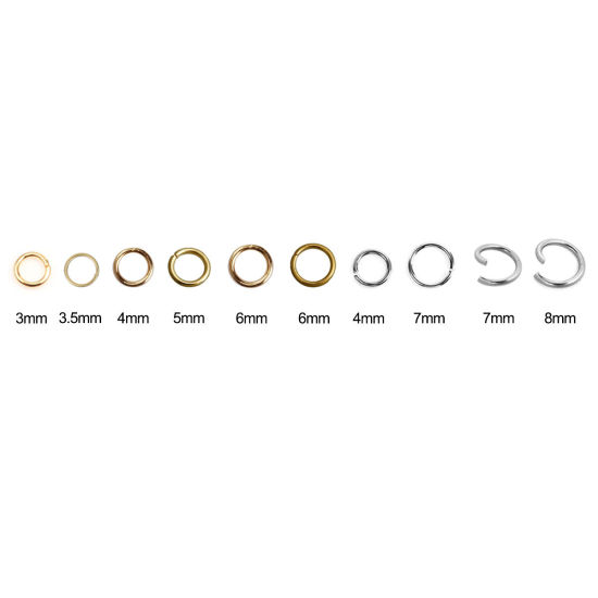Picture of Stainless Steel Opened Jump Rings Findings Round Gold Plated 3.5mm( 1/8") Dia, 50 PCs