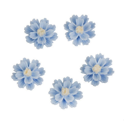 Bild von Harz Embellishments Cabochons Blumen Blau 12mm x 12mm , 30 Stück