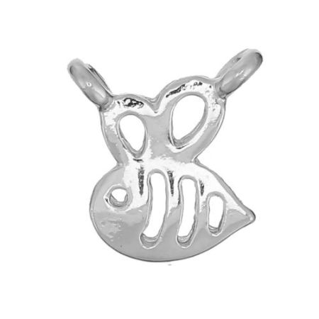 Picture of Zinc Based Alloy Connectors Bees Animal Silver Tone Hollow 12mm x 11mm, 30 PCs