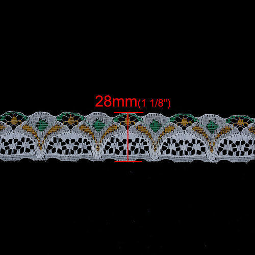 Bild von Polyester Spitze Lace Grün Hohl 28mm, 10 Yards