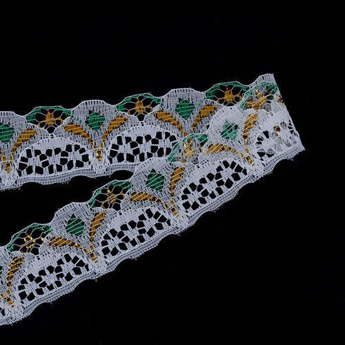 Bild von Polyester Spitze Lace Grün Hohl 28mm, 10 Yards