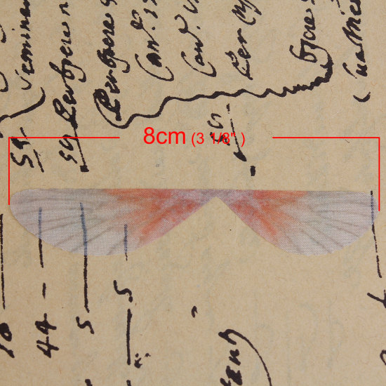 Изображение Органза DIY ремесло Оранжево-красный Крыло бабочки 80мм x 15мм, 4 ШТ