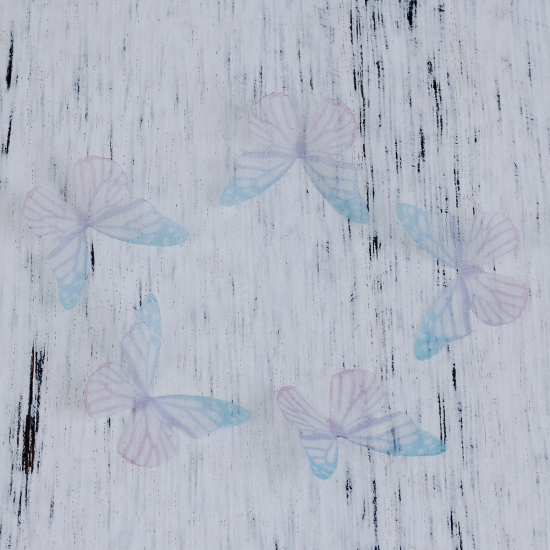 Bild von Organza DIY & Handwerk Blau & Fuchsie Schmetterling 30mm x 20mm, 5 Stück