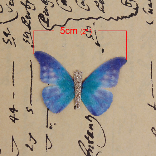 Image de Papillon Éthéré Double Couches en Organza Violet Brillant 50mm x 35mm, 2 Pcs