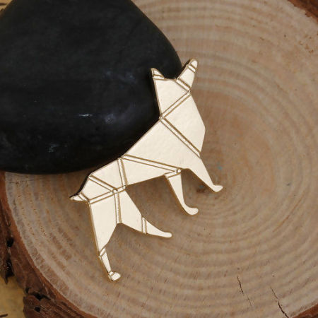 Zinc Based Alloy Origami Connectors Wolf Gold Plated 37mm x 26mm, 5 PCs