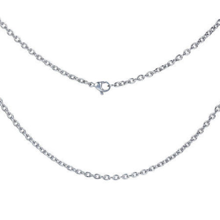 Stainless Steel Link Cable Chain Necklace Oval Silver Tone 59cm(23 2/8") long, Chain Size: 4x3mm(1/8"x1/8"), 2 PCs