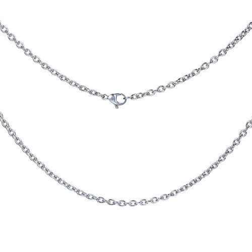 Picture of Stainless Steel Link Cable Chain Necklace Oval Silver Tone 59cm(23 2/8") long, Chain Size: 4x3mm(1/8"x1/8"), 2 PCs