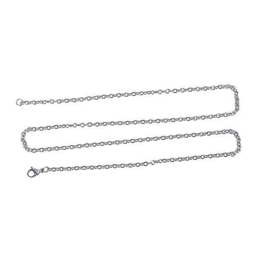 Изображение Ожерелья из Цепочек Овальные Серебряный Тон, Позолоченные цепочки 4мм x 3мм, 59см длина, 2 ШТ