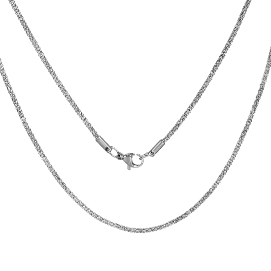 Immagine di 304 Acciaio Inossidabile Catena di Granturco Collana Tono Argento lunghezza: 50cm, Dimensione della Catena: 2mm 1 Pz
