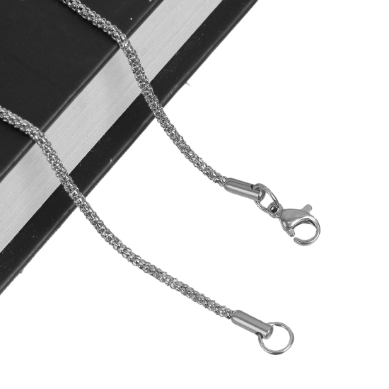 Immagine di 304 Acciaio Inossidabile Catena di Granturco Collana Tono Argento lunghezza: 50cm, Dimensione della Catena: 2mm 1 Pz