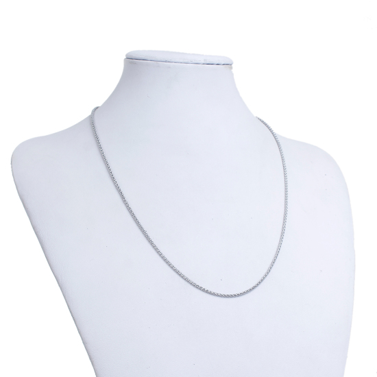 Immagine di 304 Acciaio Inossidabile Catena di Granturco Collana Tono Argento lunghezza: 50cm, Dimensione della Catena: 2mm 1 Pz