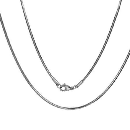 Picture of Wholesale Snake Chain Necklace, Silver Tone 304 Stainless Steel, Unisex Minimalist Gift Jewelry For Retailer, 50.8cm(20") long, Chain Size: 1.6mm, 1 Piece