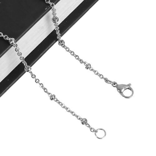 Picture of 304 Stainless Steel Link Cable Chain Necklace Oval Silver Tone 50cm(19 5/8") long, Chain Size: 2x2mm(1/8"x1/8"), 1 Piece